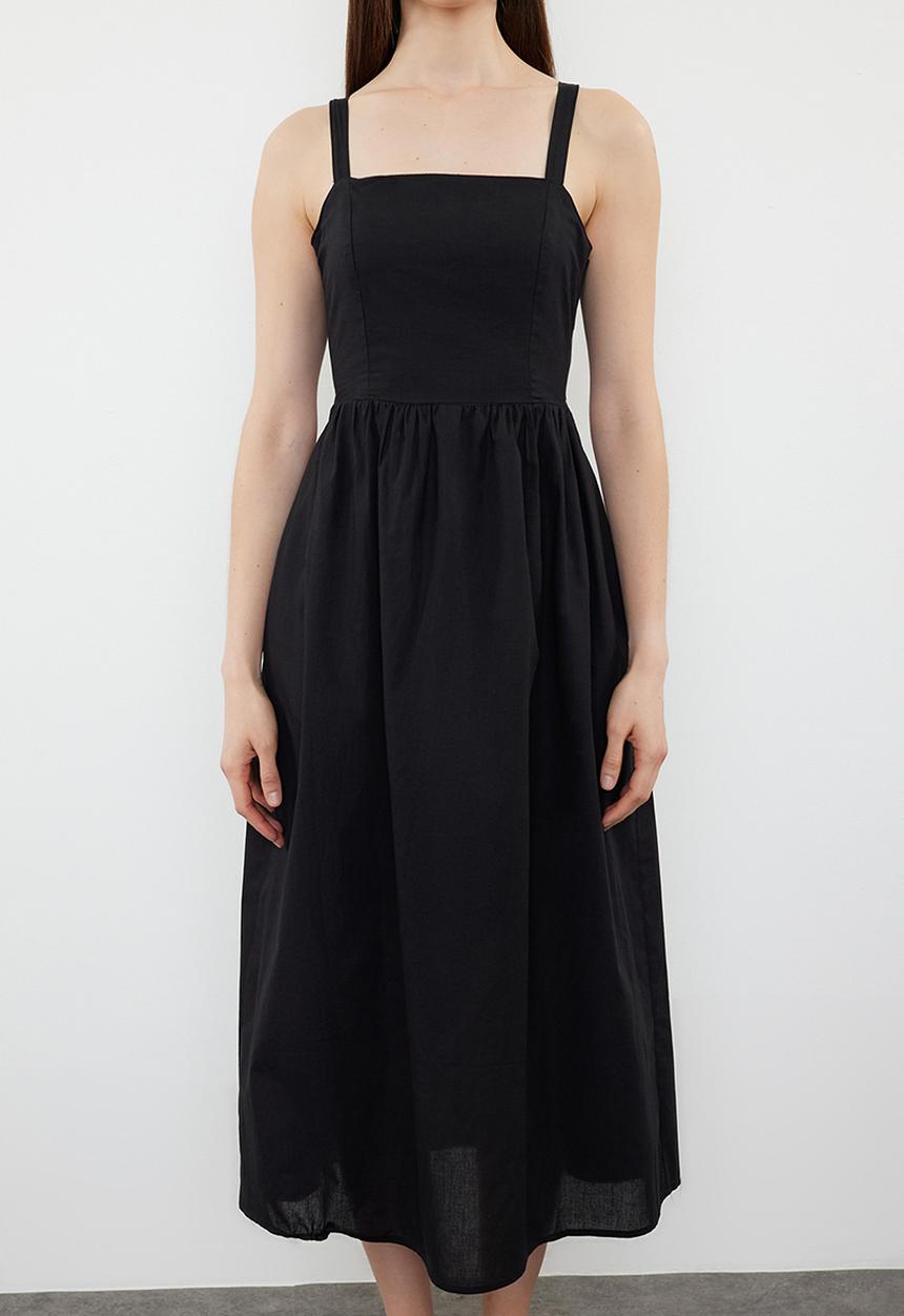 Trendyol - A-Line Cotton Voile Mini Dress - Black