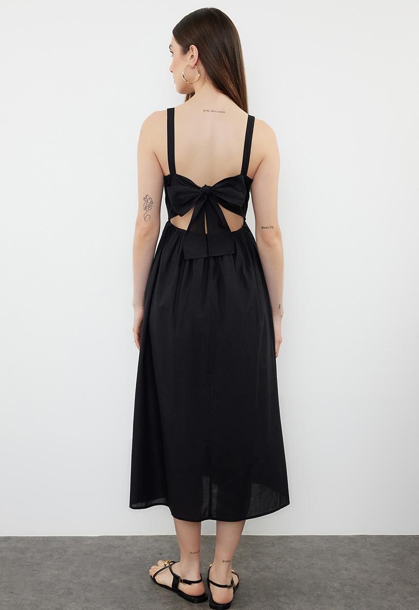 Trendyol - A-Line Cotton Voile Mini Dress - Black