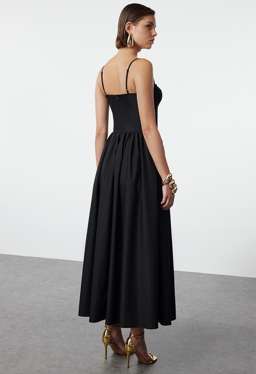 Trendyol - A-Line Poplin Dress - Black