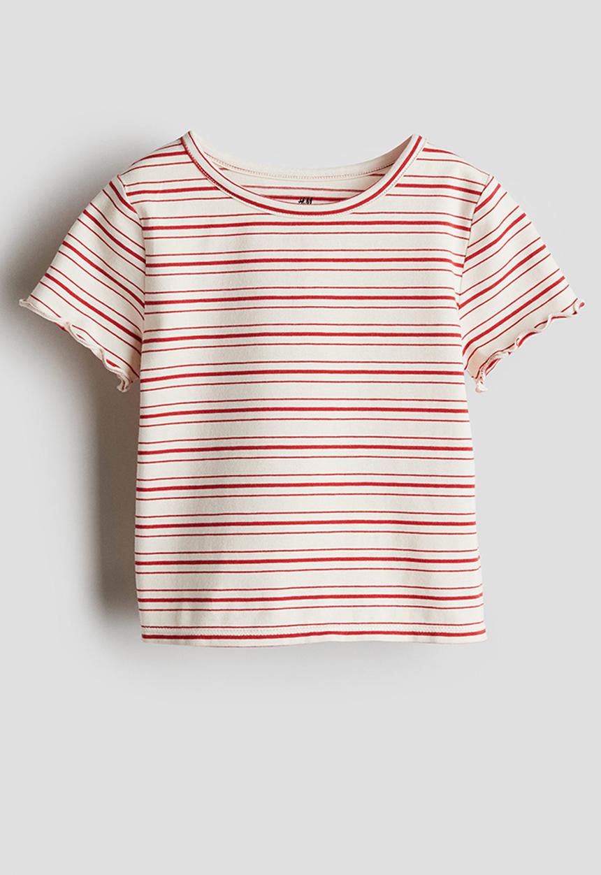 H&M - Printed top - cream & red striped