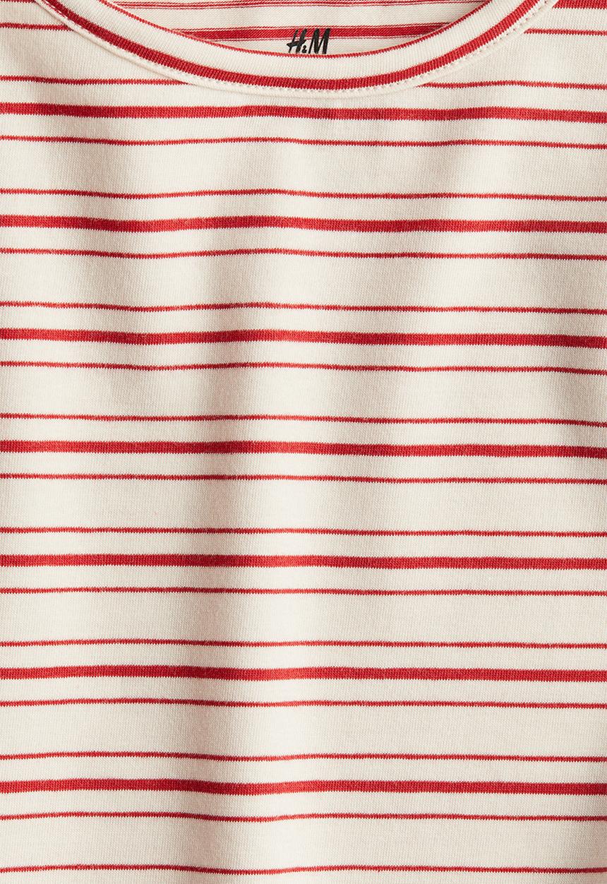 H&M - Printed top - cream & red striped
