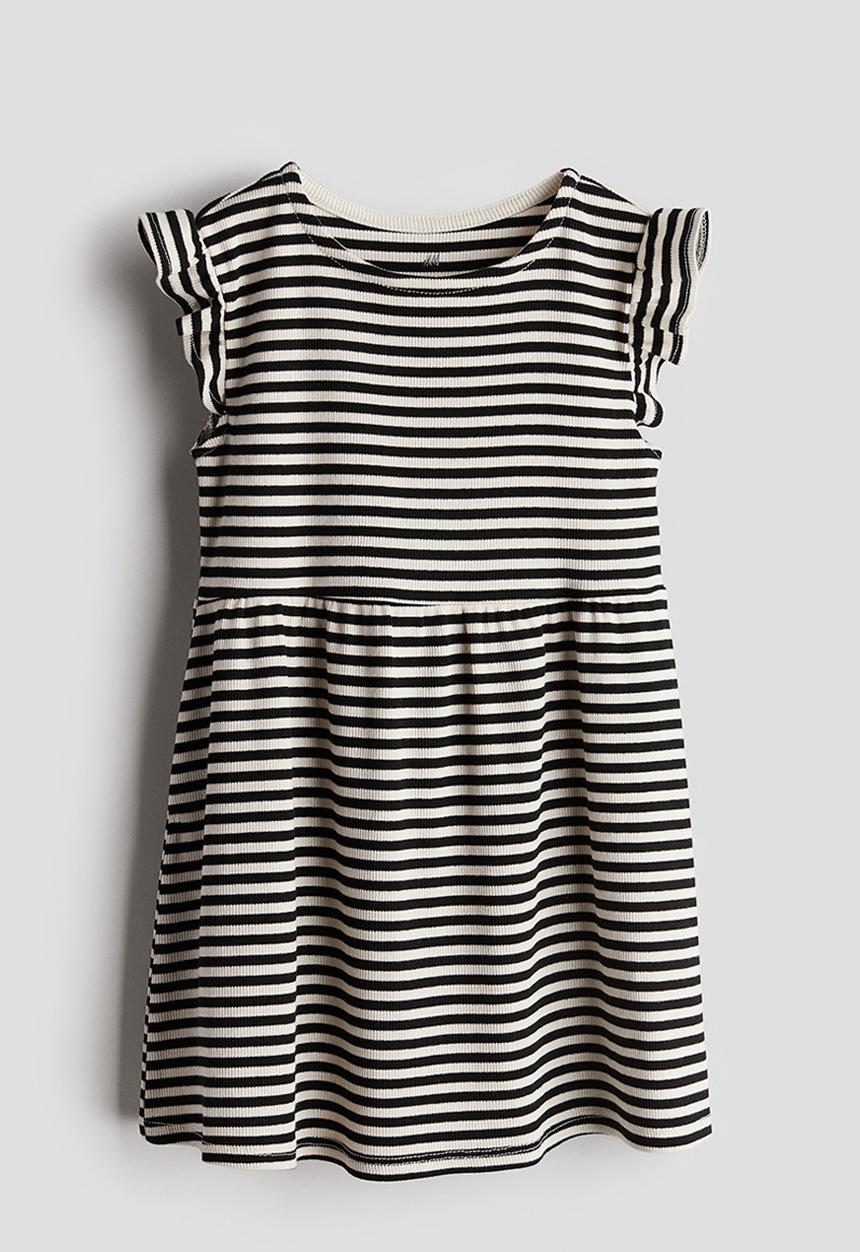 H&M - Ribbed jersey dress - black & white striped
