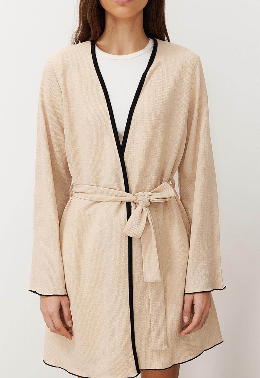 Trendyol - Belted Knitted Dressing Gown - Beige