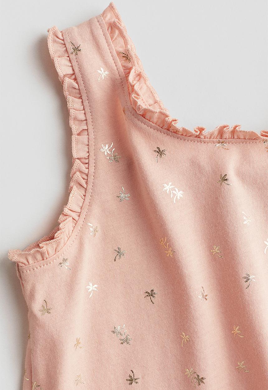 H&M - Frill-trimmed vest top - dusty pink/palm trees