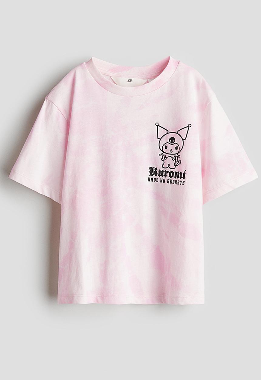 H&M - Printed T-shirt - Light Pink/Kuromi