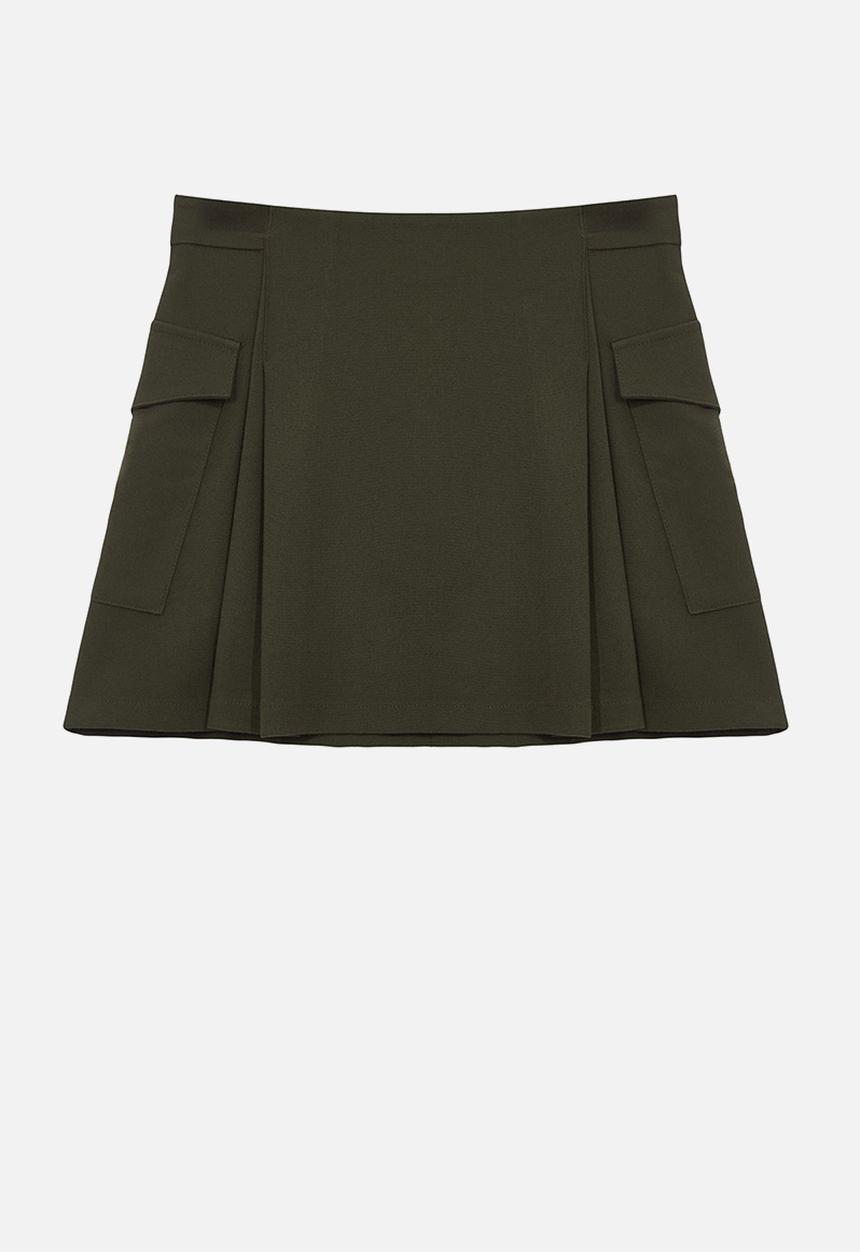 Trendyol - Mini Woven Skirt - Dark Khaki