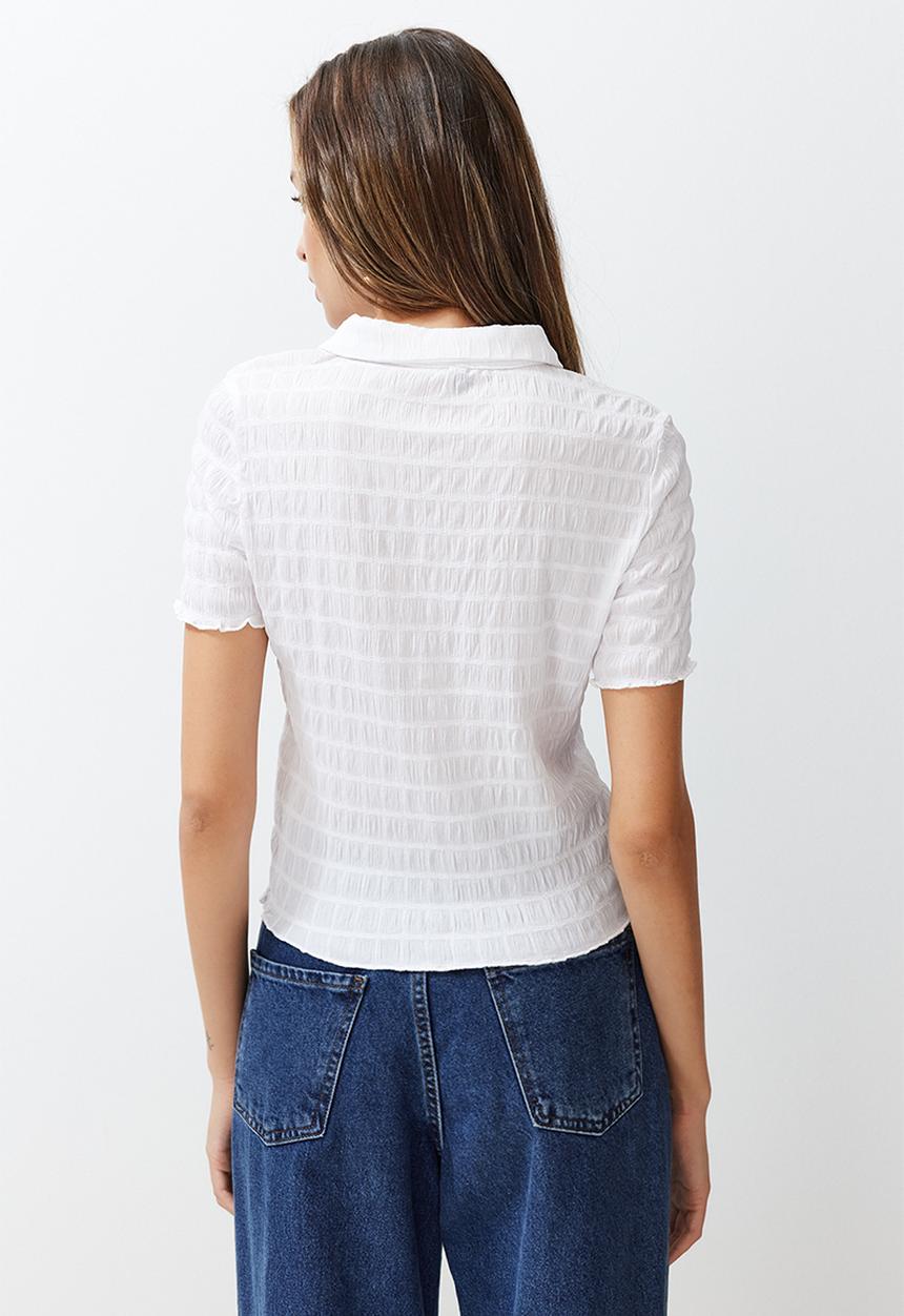 Trendyol - Fitted Short Sleeve Top - White