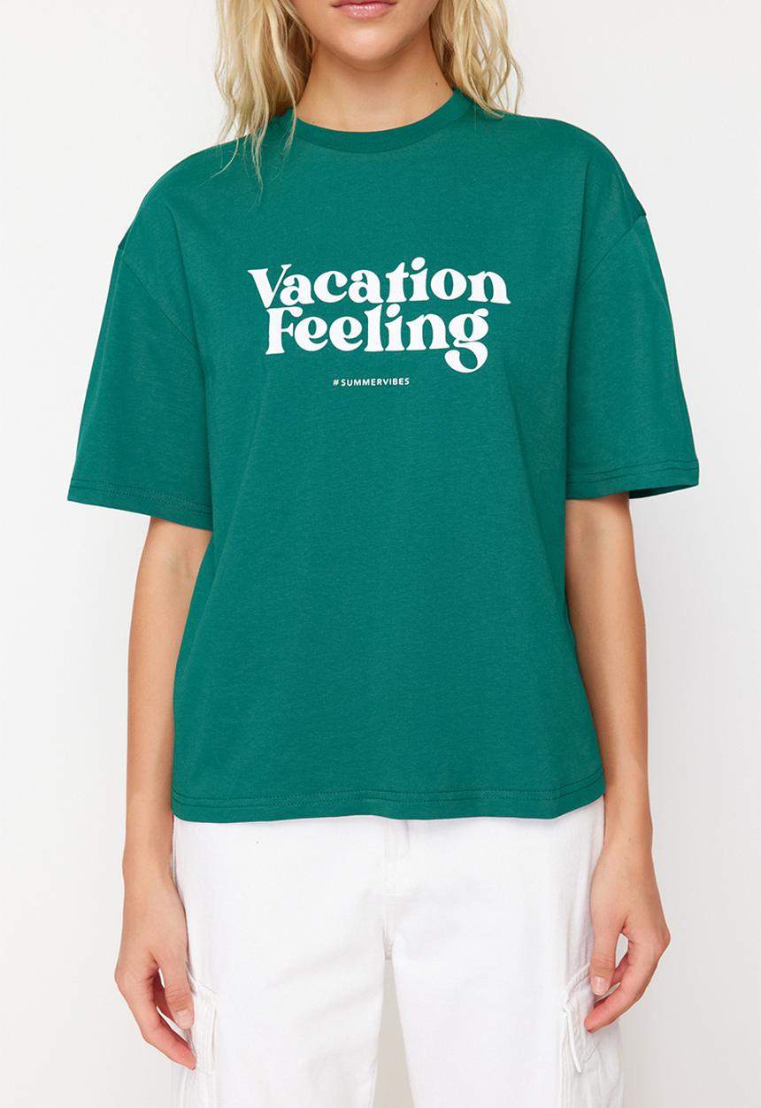 Trendyol - Relaxed fit knitted t-shirt - emerald green