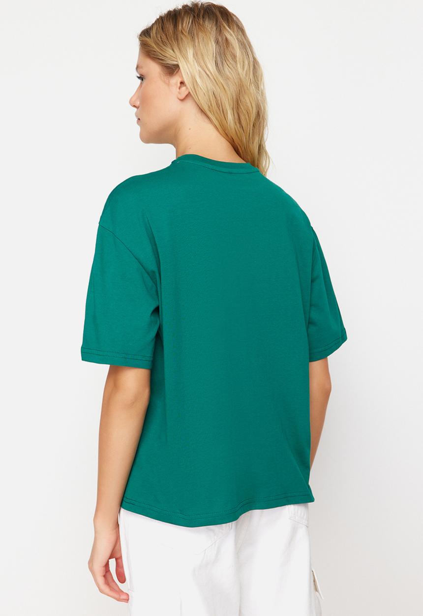 Trendyol - Relaxed fit knitted t-shirt - emerald green