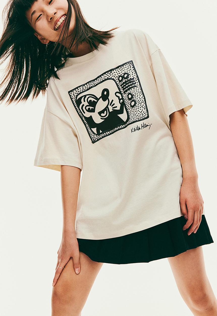 H&M - Keith Haring X H&M:  Oversized print-motif t-shirt - white,multi 
