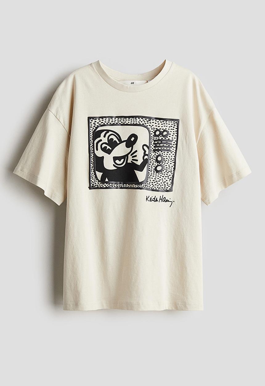 H&M - Keith Haring X H&M:  Oversized print-motif t-shirt - white,multi 
