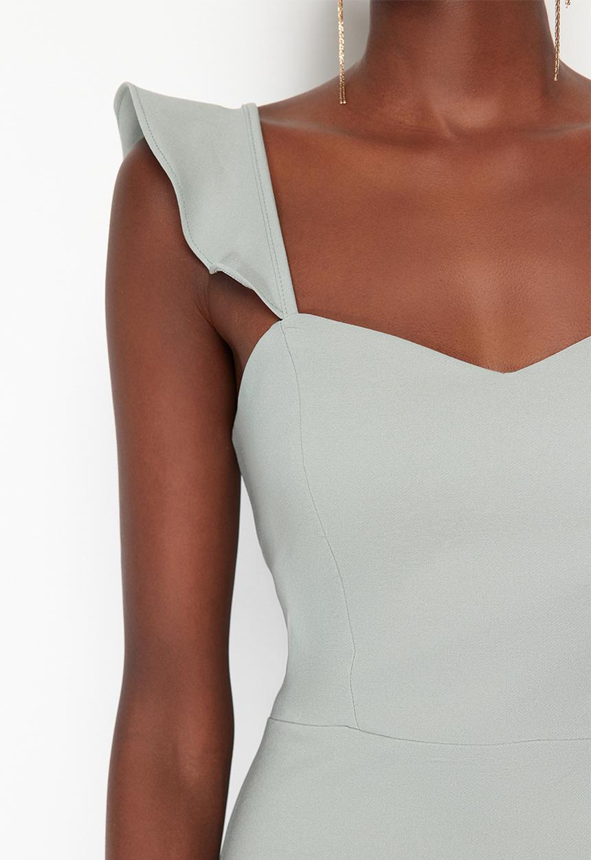 Trendyol - Fitted Flounce Dress - Mint