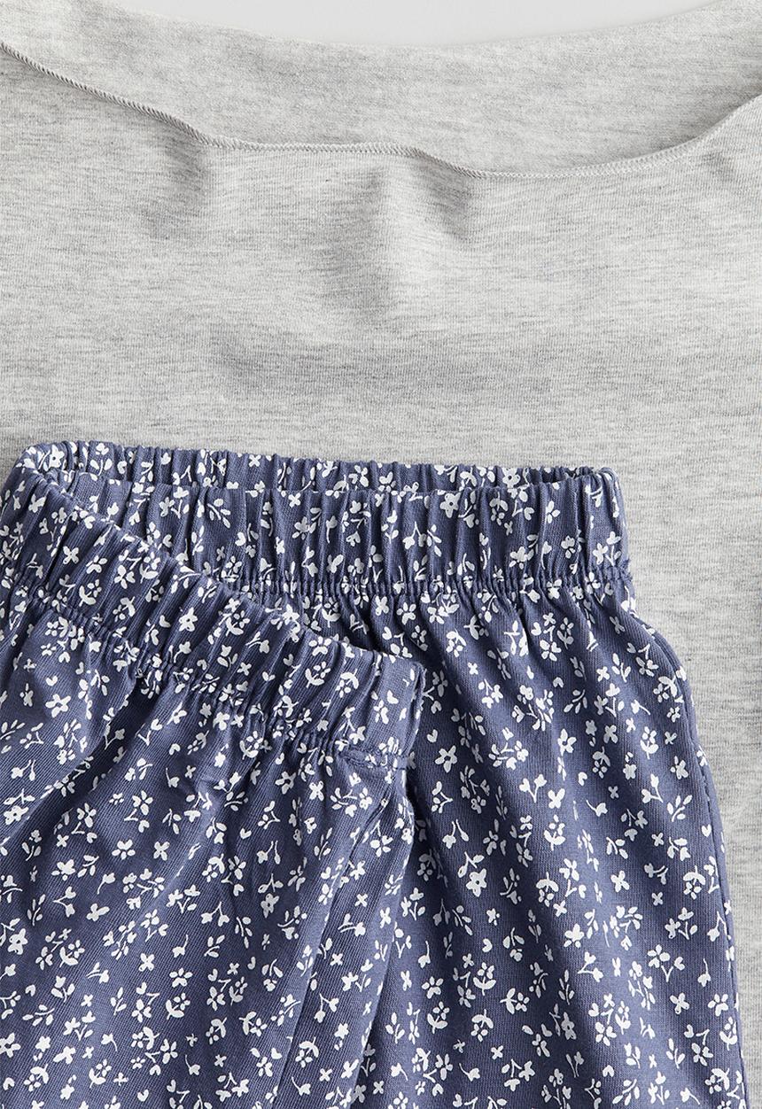 H&M - Cotton pyjamas - light grey marl/floral