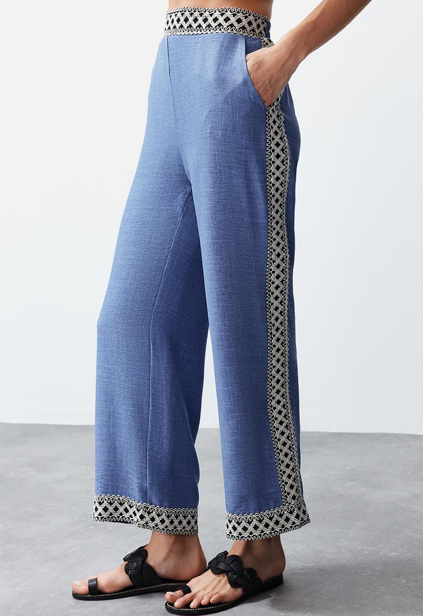 Trendyol - Embroidered Kimono Set - Indigo
