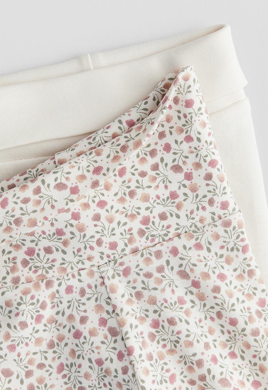 H&M - 2 Pack cotton jersey leggings - cream/floral
