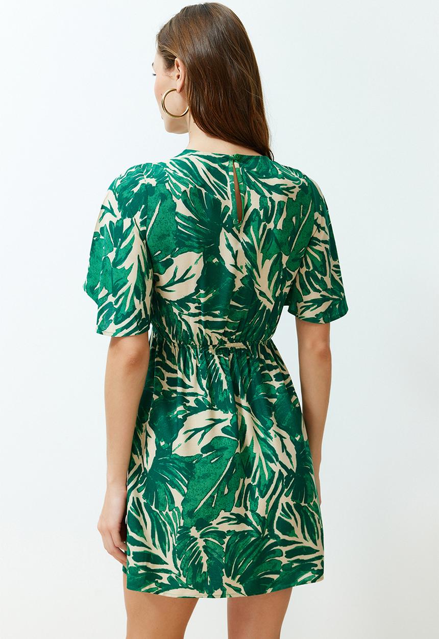 Trendyol - Tropical Floral Mini Dress - Green