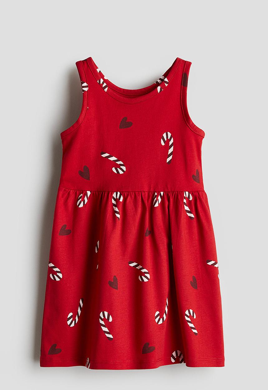 H&M - Patterned jersey dress - red/candy canes