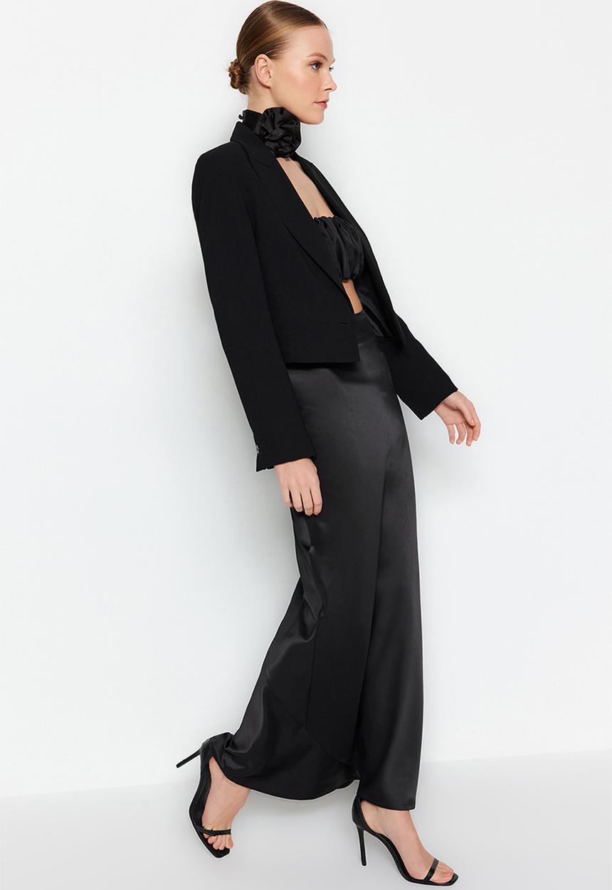Trendyol - Woven Satin Long Skirt - Black