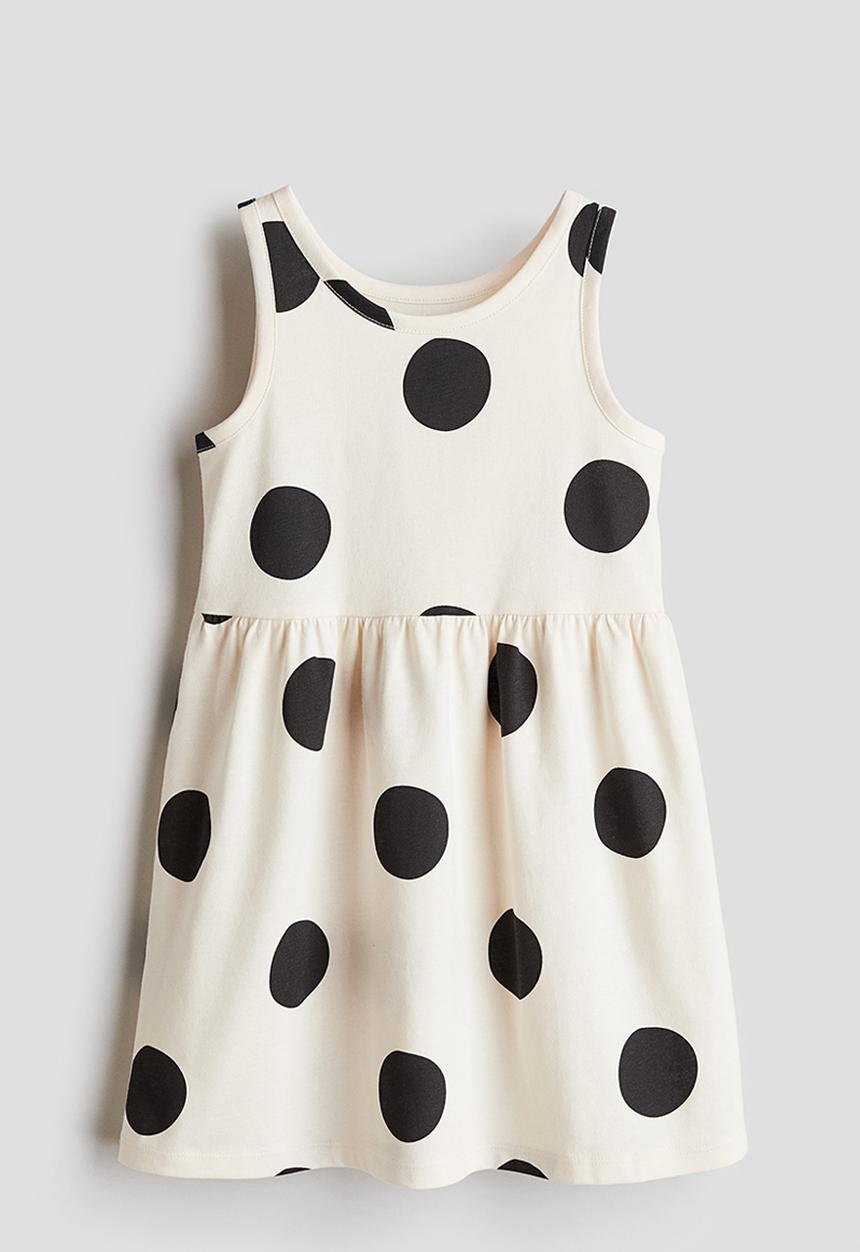 H&M - Patterned cotton dress - white/spotted