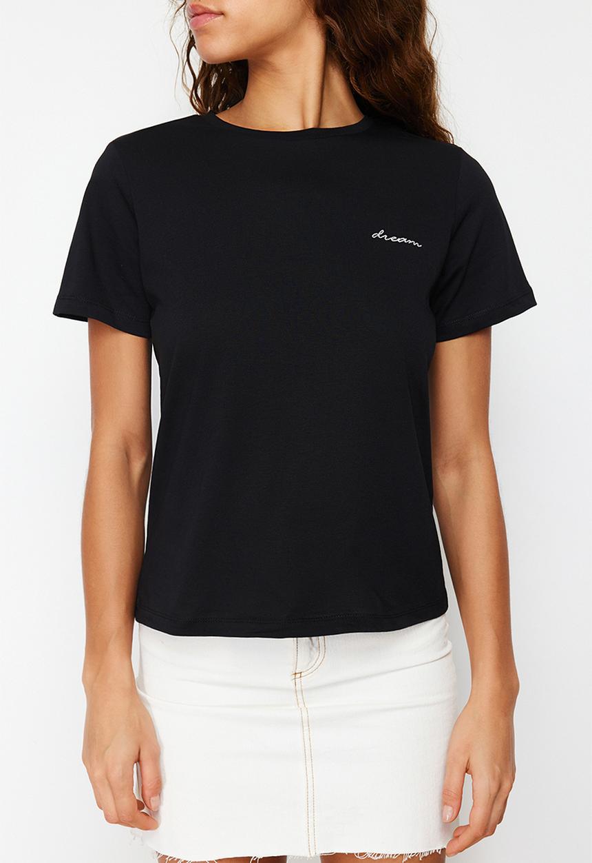 Trendyol - Embroidered fit t-shirt - black