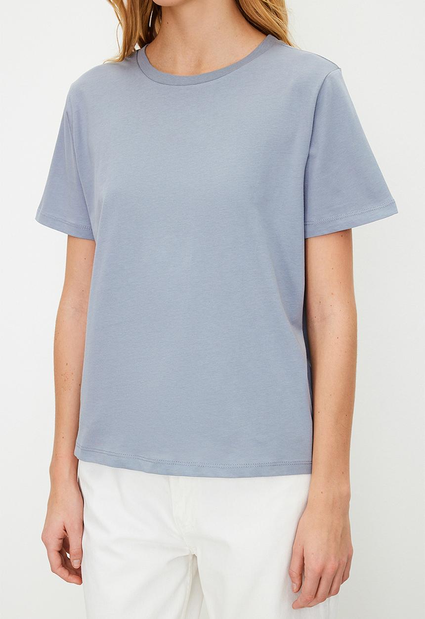 Trendyol - Basic knit t-shirt - grey melange