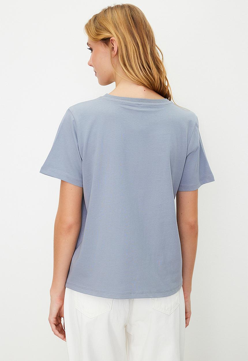 Trendyol - Basic knit t-shirt - grey melange