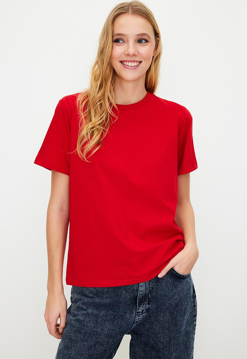 Trendyol - Crew Neck T-Shirt - Red
