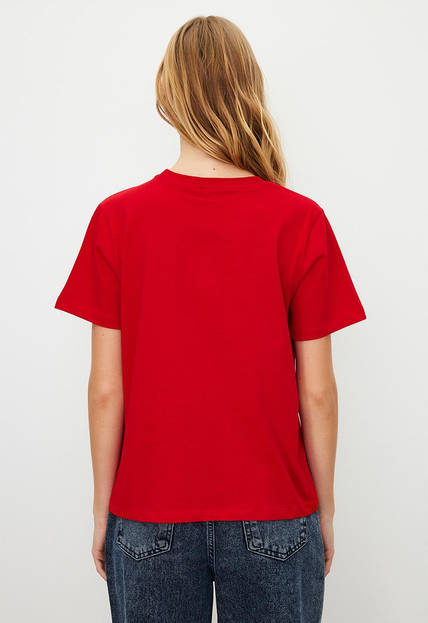Trendyol - Crew Neck T-Shirt - Red