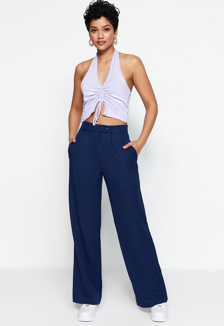 Trendyol - Wide Leg Woven Trousers - Blue