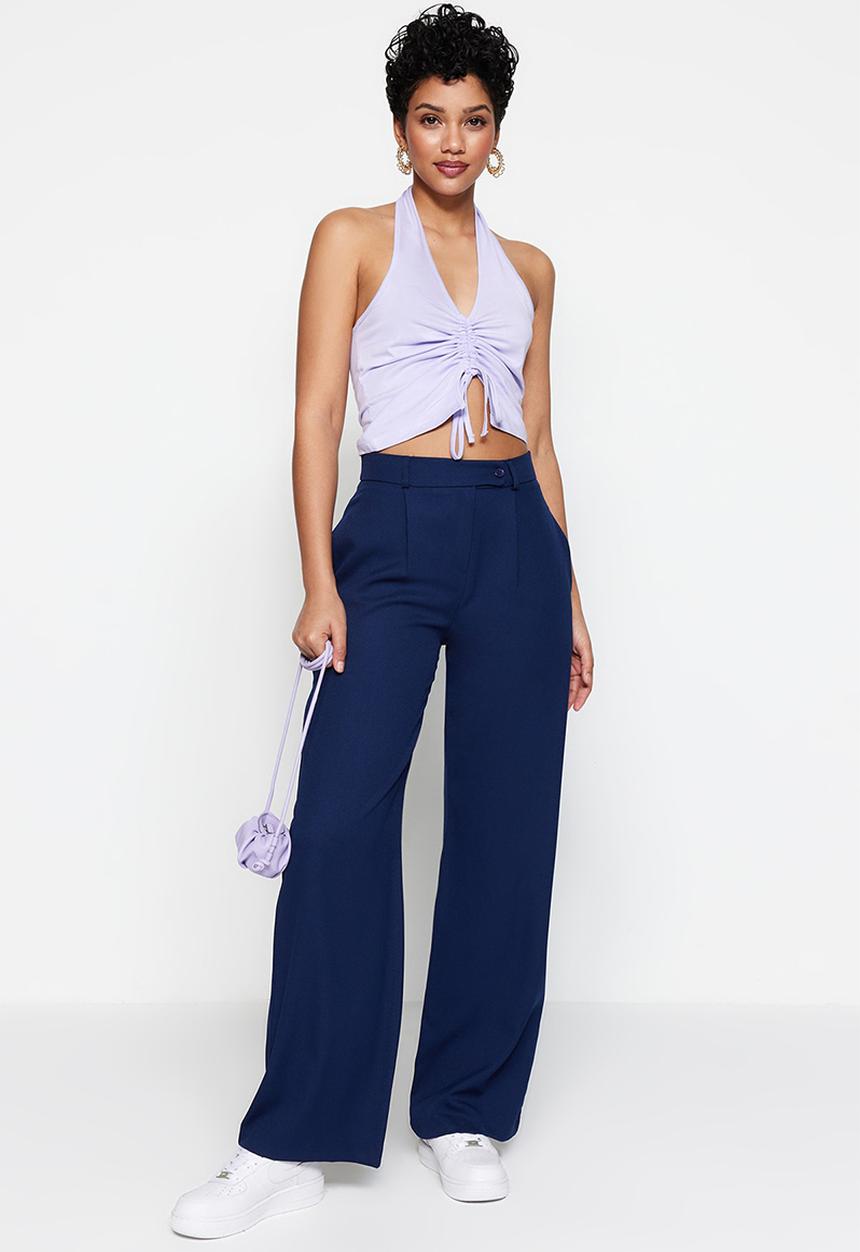 Trendyol - Wide Leg Woven Trousers - Blue