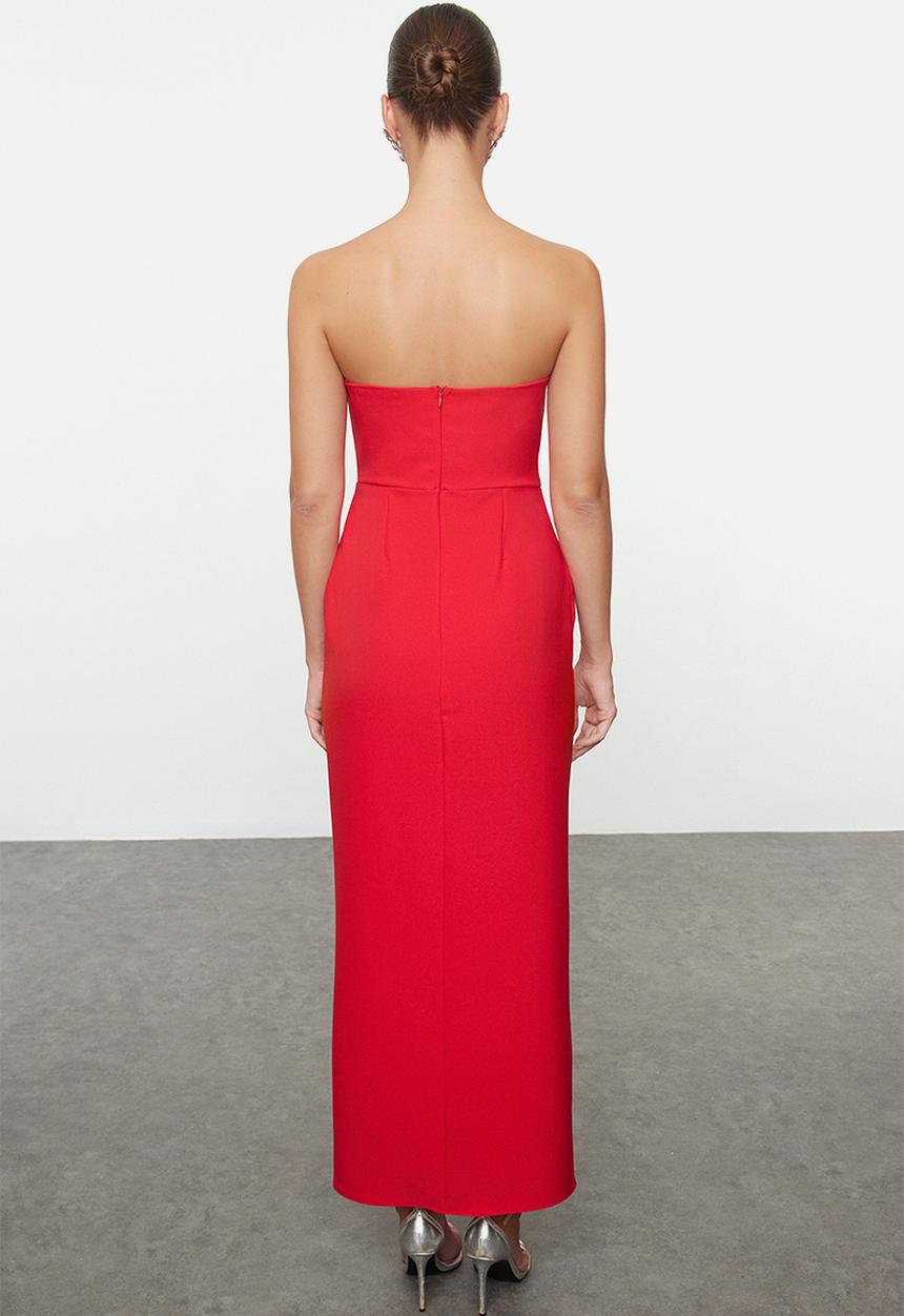 Trendyol - Strapless Bodycon Dress - Red