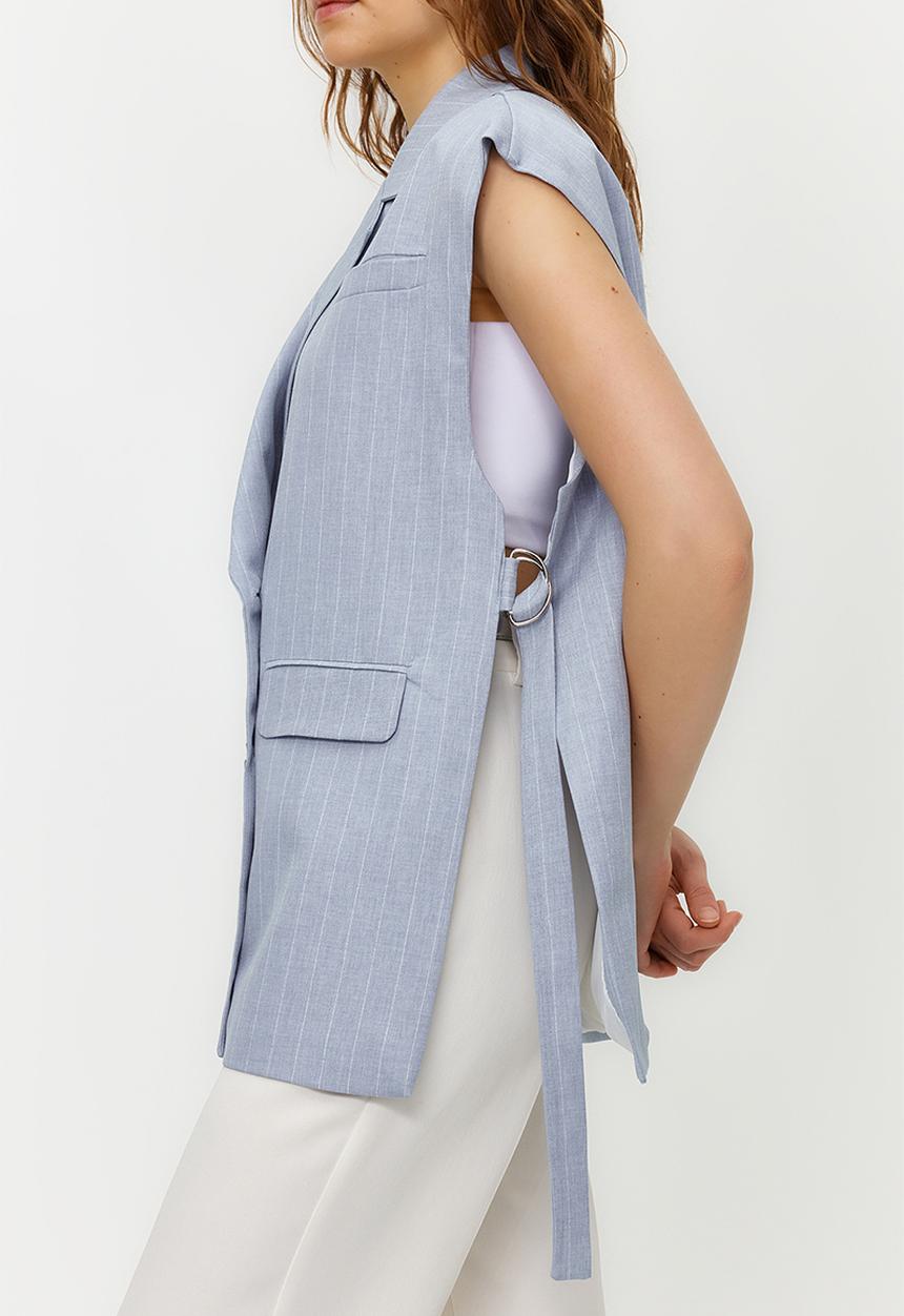 Trendyol - Oversized Fit  Button-Up Extra Wide Woven Waistcoat -Blue