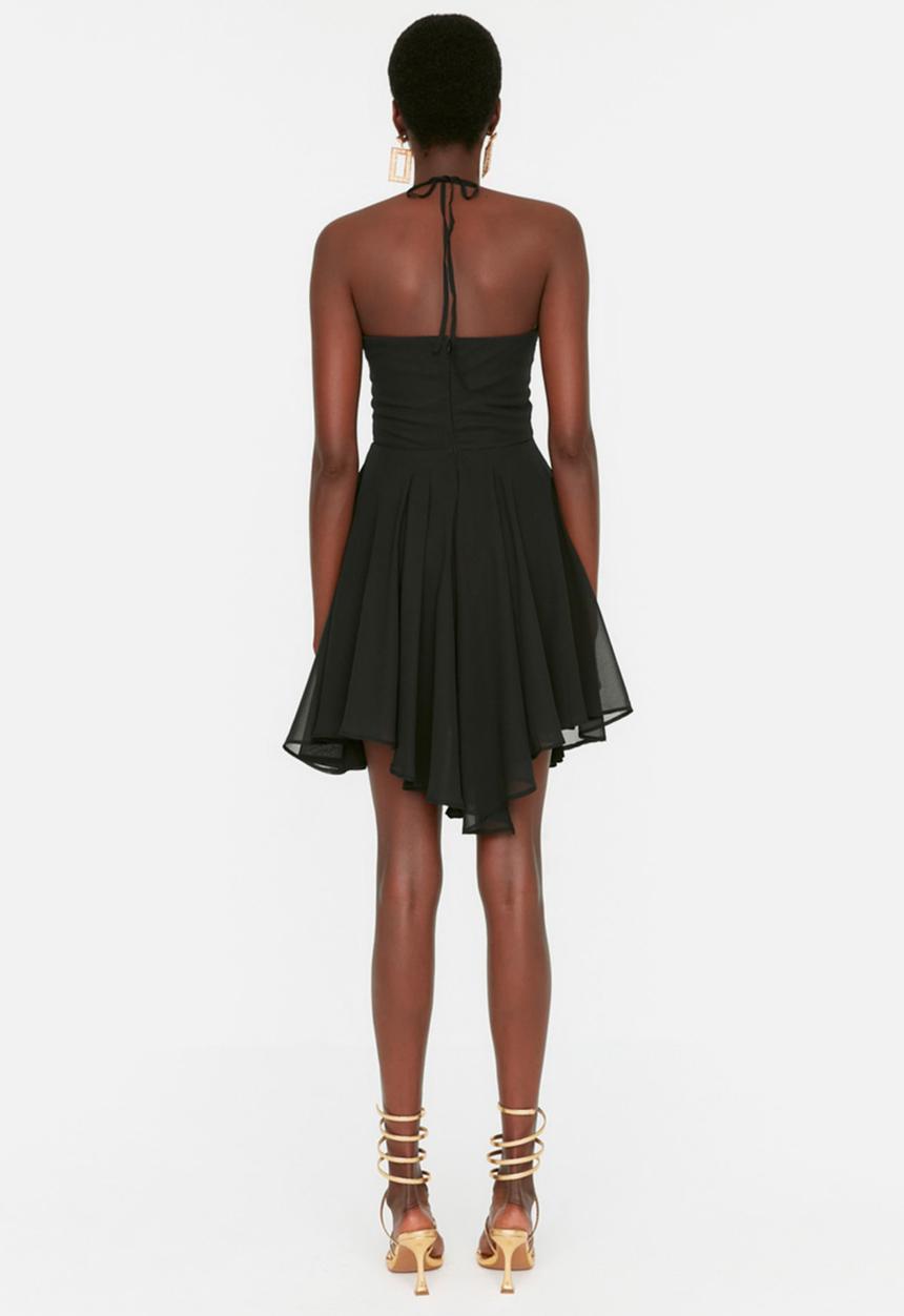 Trendyol - A-Line Chiffon Evening Dress - Black