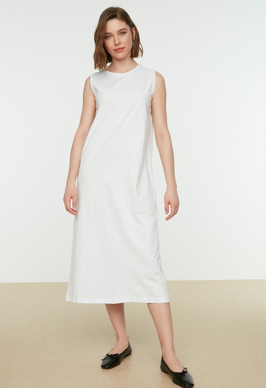 Trendyol - Sleeveless Undershirt Dress - White