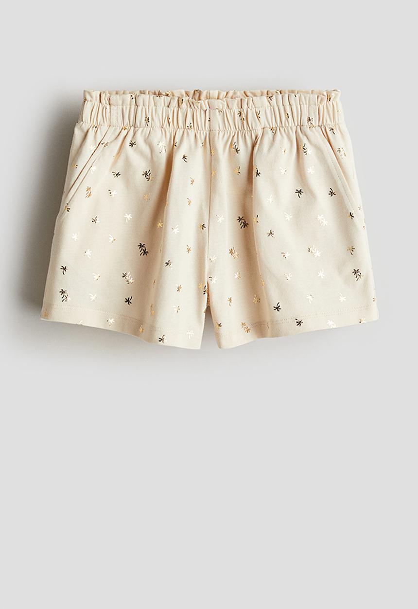H&M - Patterned paper bag shorts - beige/palm trees