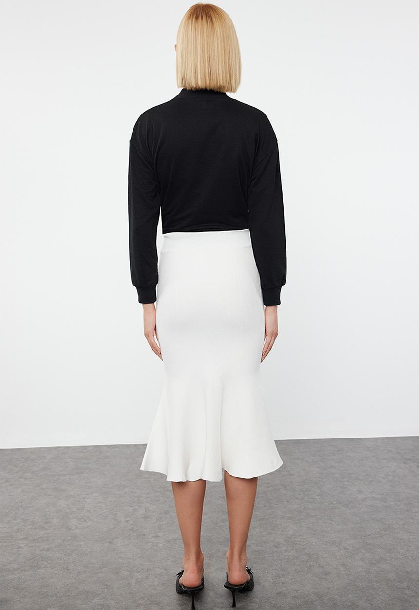 Trendyol - Premium Yarn Midi Knit Skirt - Bone