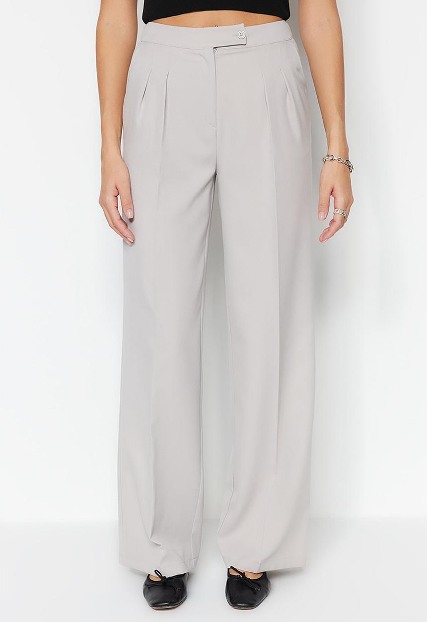 Trendyol - Wide leg high waist woven trousers - grey