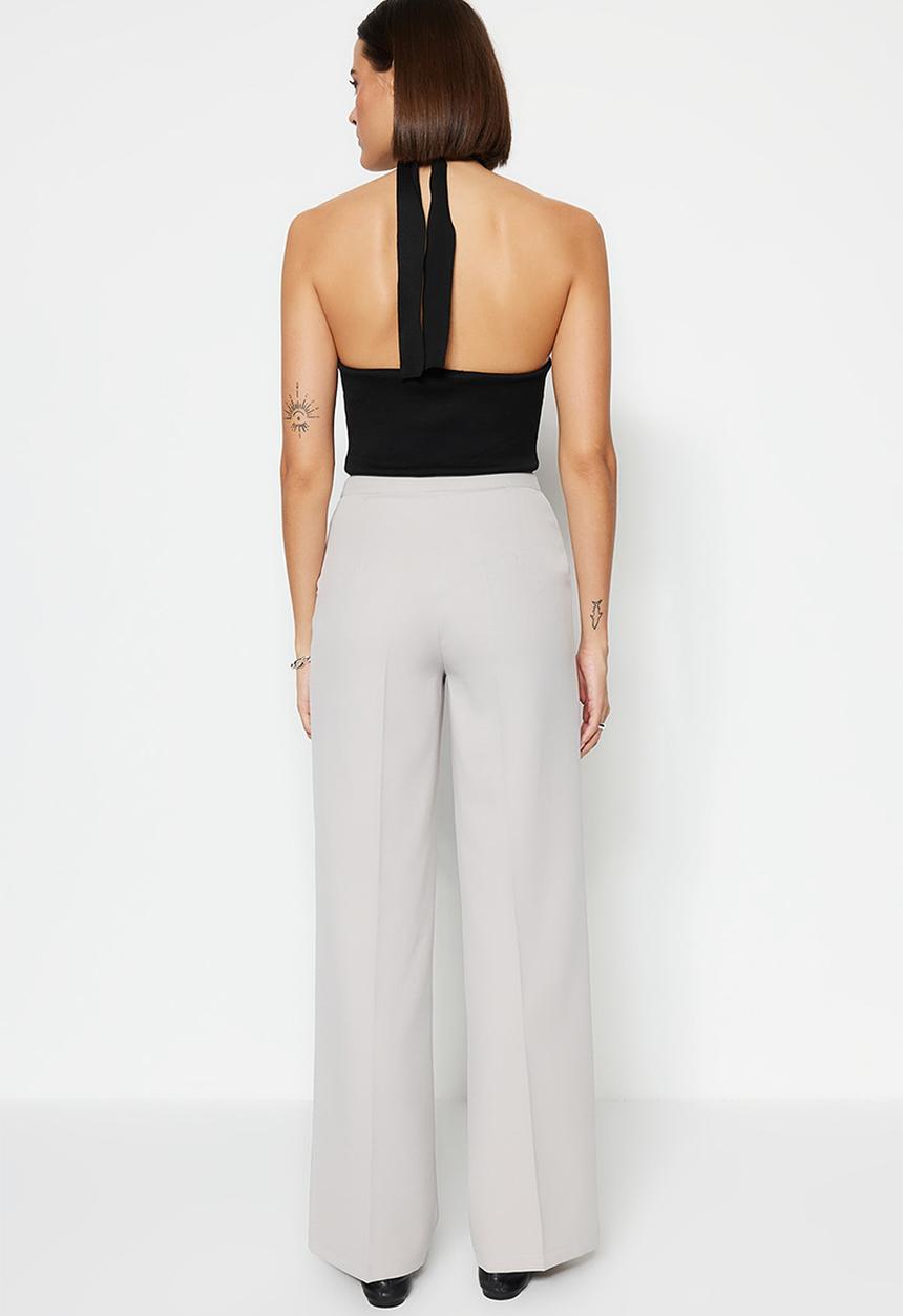 Trendyol - Wide leg high waist woven trousers - grey
