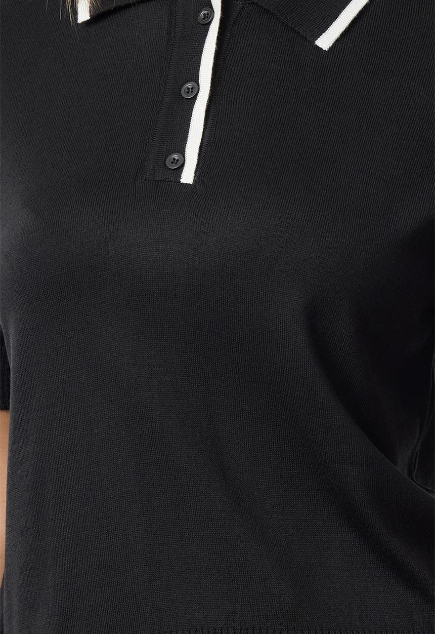 Trendyol - Premium Yarn Color Block Knit Blouse - Black