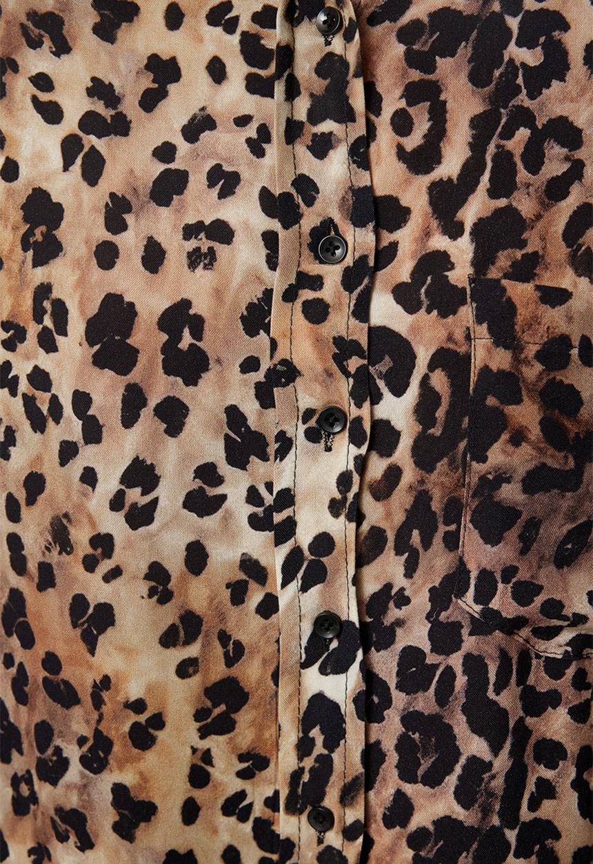 Trendyol - Leopard Oversized Shirt - Brown