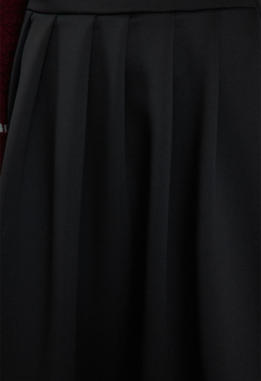 Trendyol - High Waist Flared Pleat Detailed Midi Skirt - Black