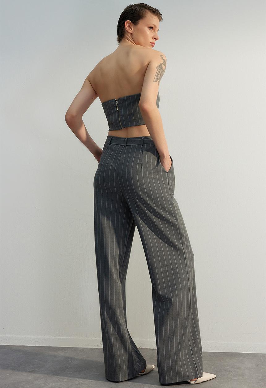 Trendyol - Limited edition  wide leg striped woven trousers - multi-colored
