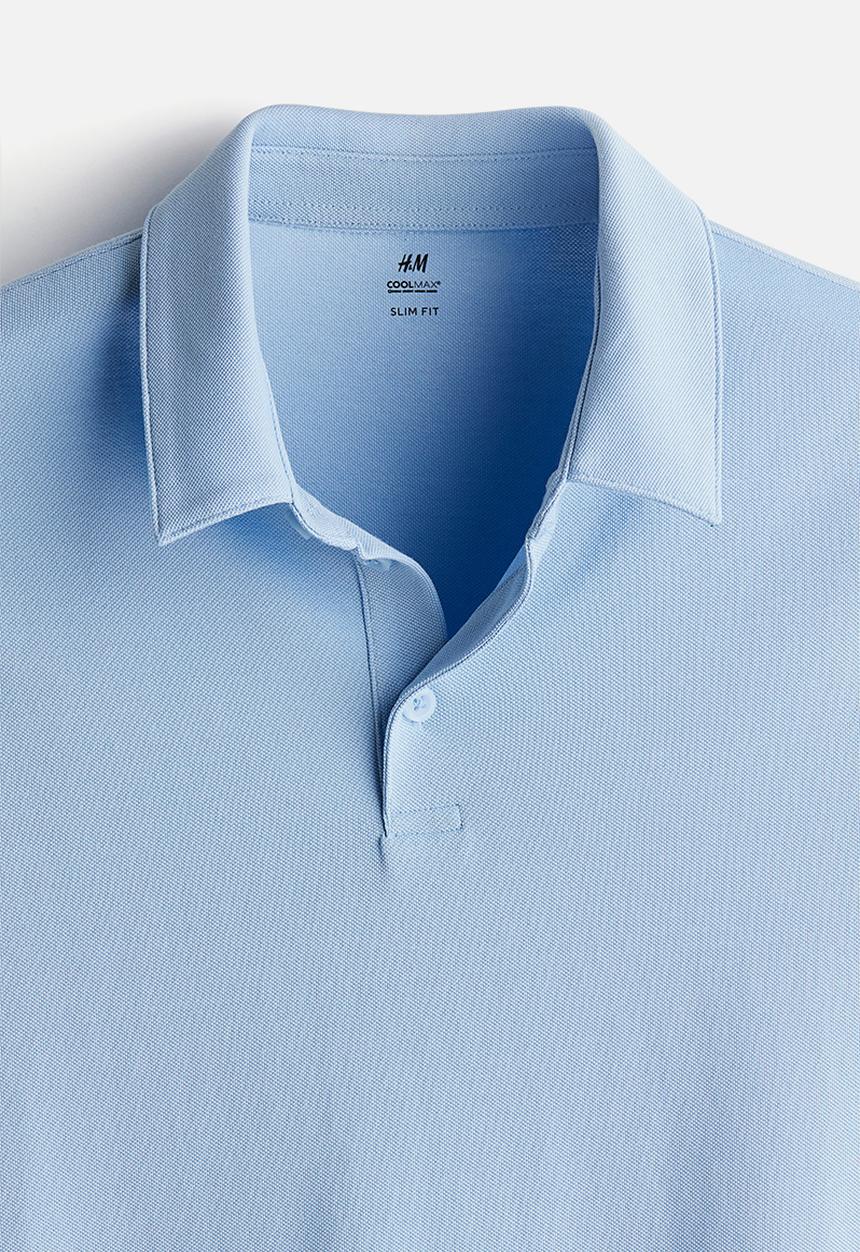 H&M - Coolmax® slim fit polo shirt - light blue