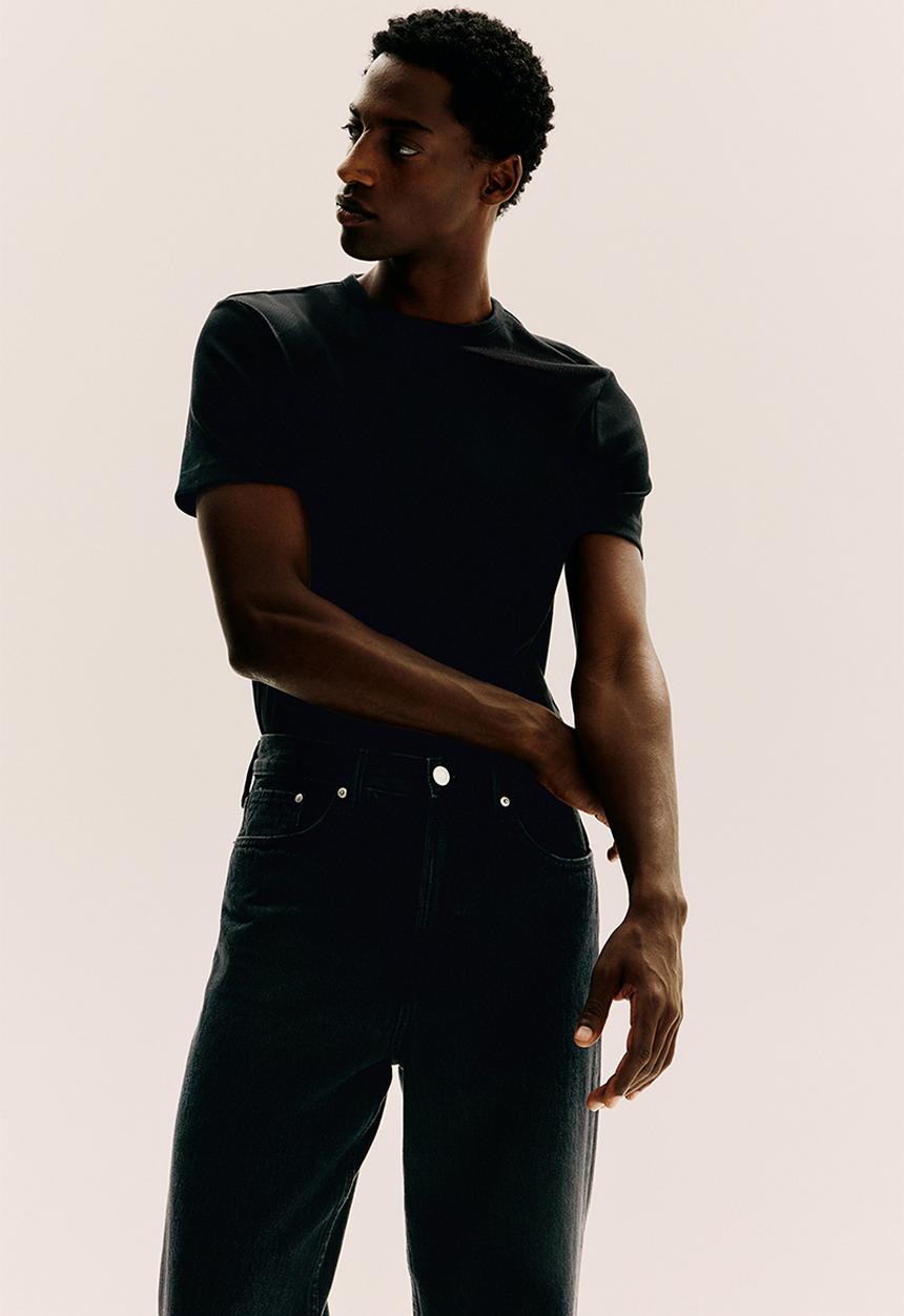 H&M - Slim fit ribbed t-shirt - Black