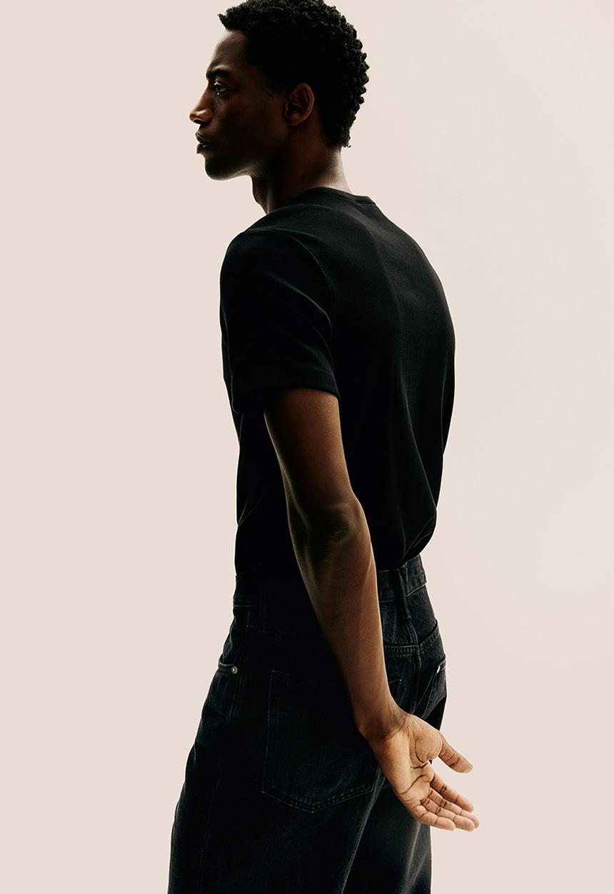 H&M - Slim fit ribbed t-shirt - Black