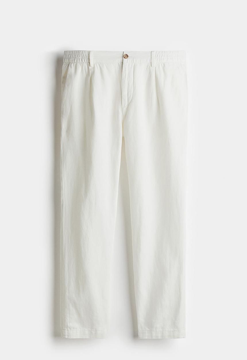 H&M - Regular fit linen-blend trousers - white