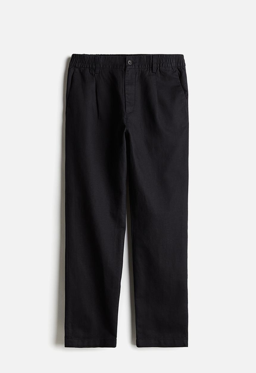 H&M - Regular fit linen-blend trousers - black