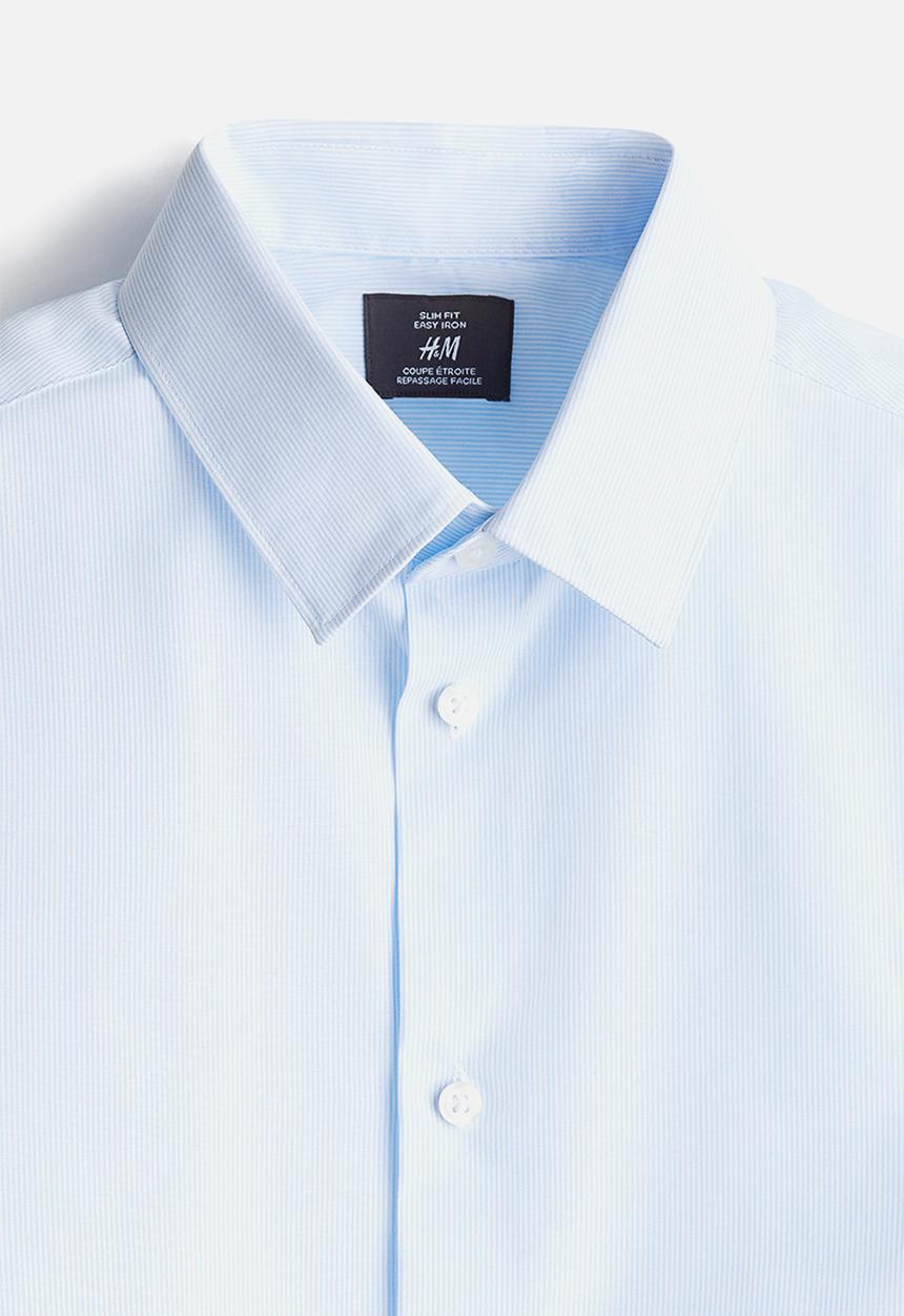 H&M - Slim fit easy-iron shirt - Blue