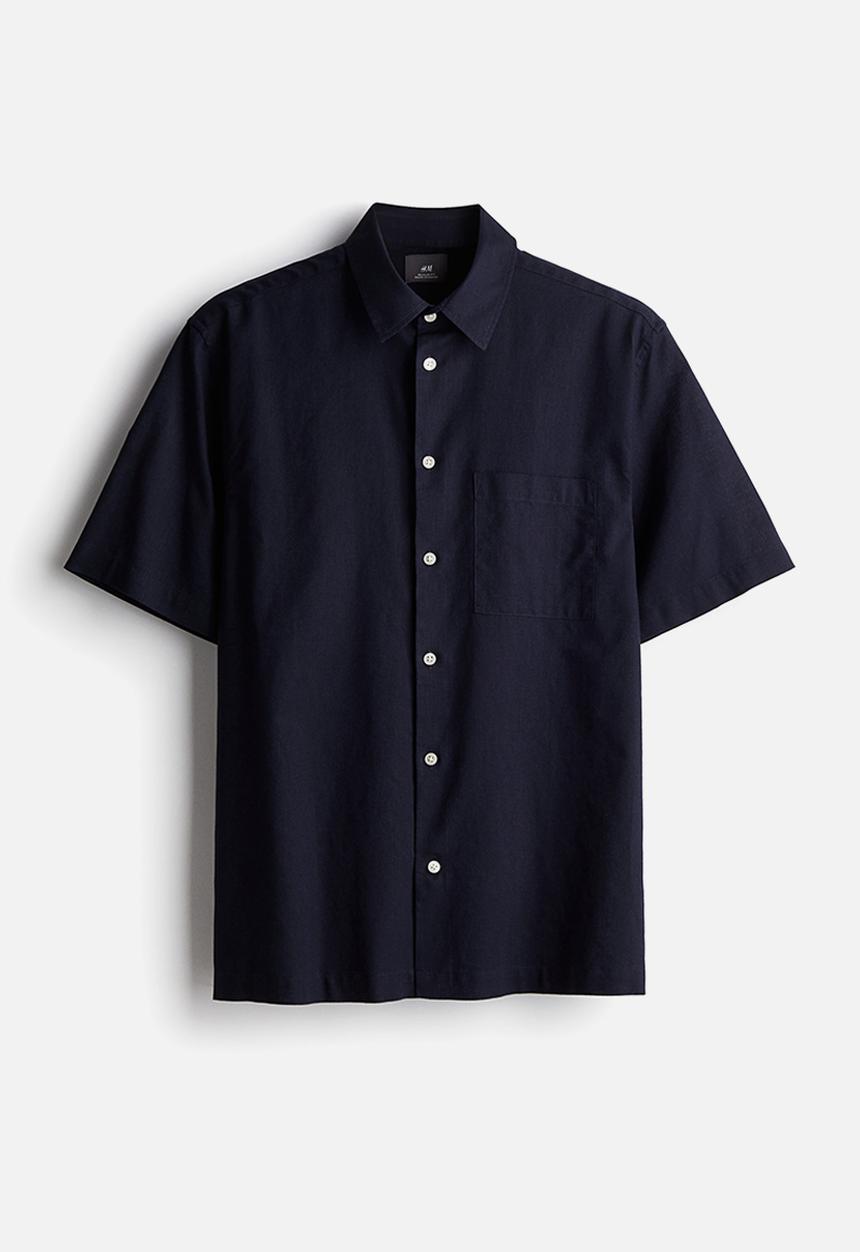 H&M - Regular fit linen-blend shirt - blue