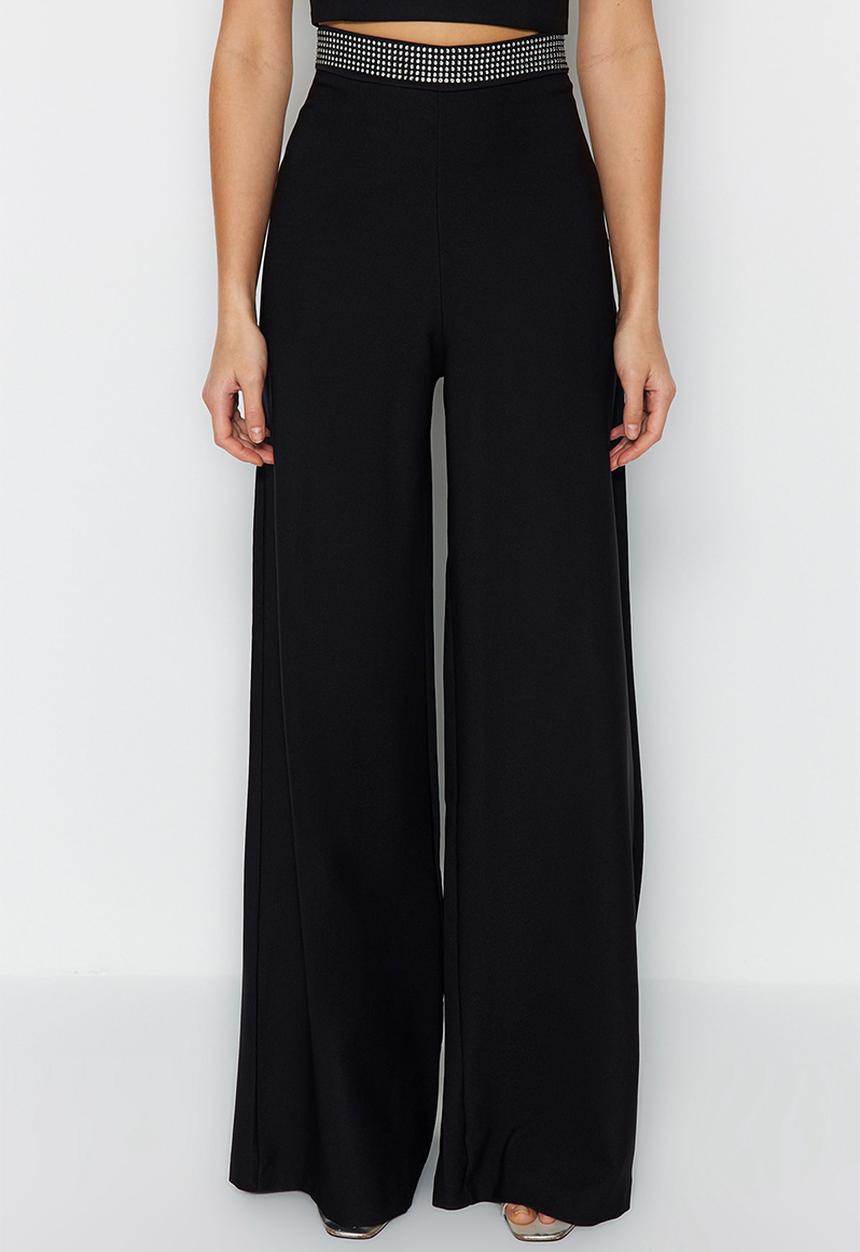 Trendyol - Belt Detailed Woven Trousers - Black